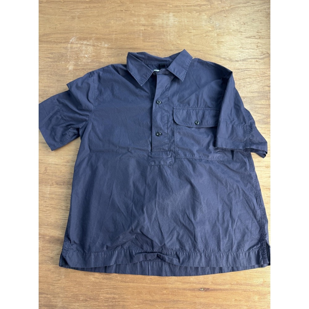 MHL Shirt Mens Medium Blue Cotton Popover Short Sleeve Pullover‎ Casual Pocket